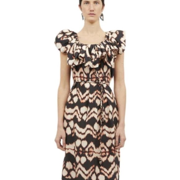 NWOT ULLA JOHNSON Anora Silk Midi Dress in Obsidian S $890